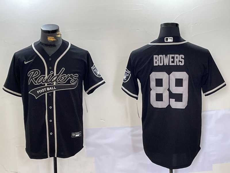 Mens Las Vegas Raiders #89 Brock Bowers Black Cool Base Stitched Baseball Jersey